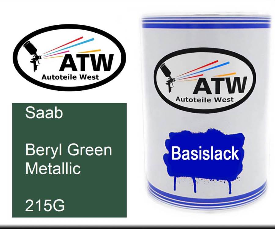 Saab, Beryl Green Metallic, 215G: 500ml Lackdose, von ATW Autoteile West.